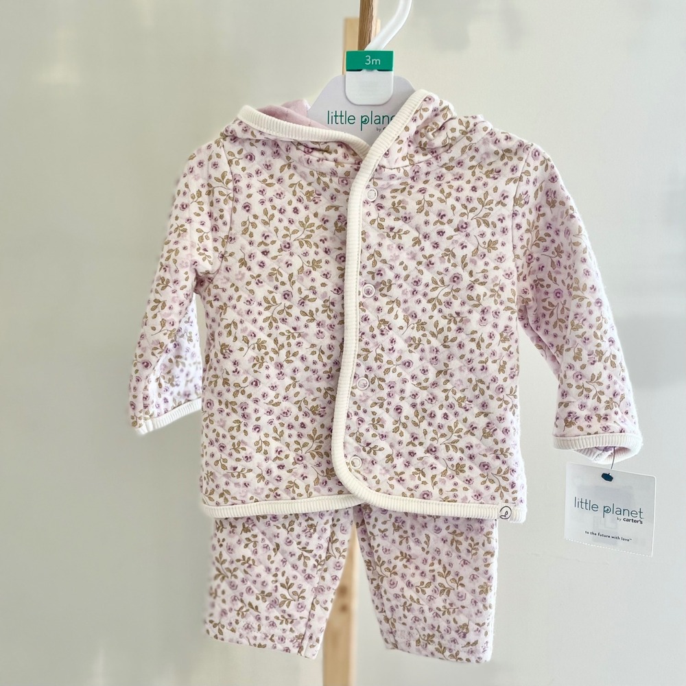 Little Planet by Carters Baby Girls 3M Quilted Organic Cotton Floral Jacket Set